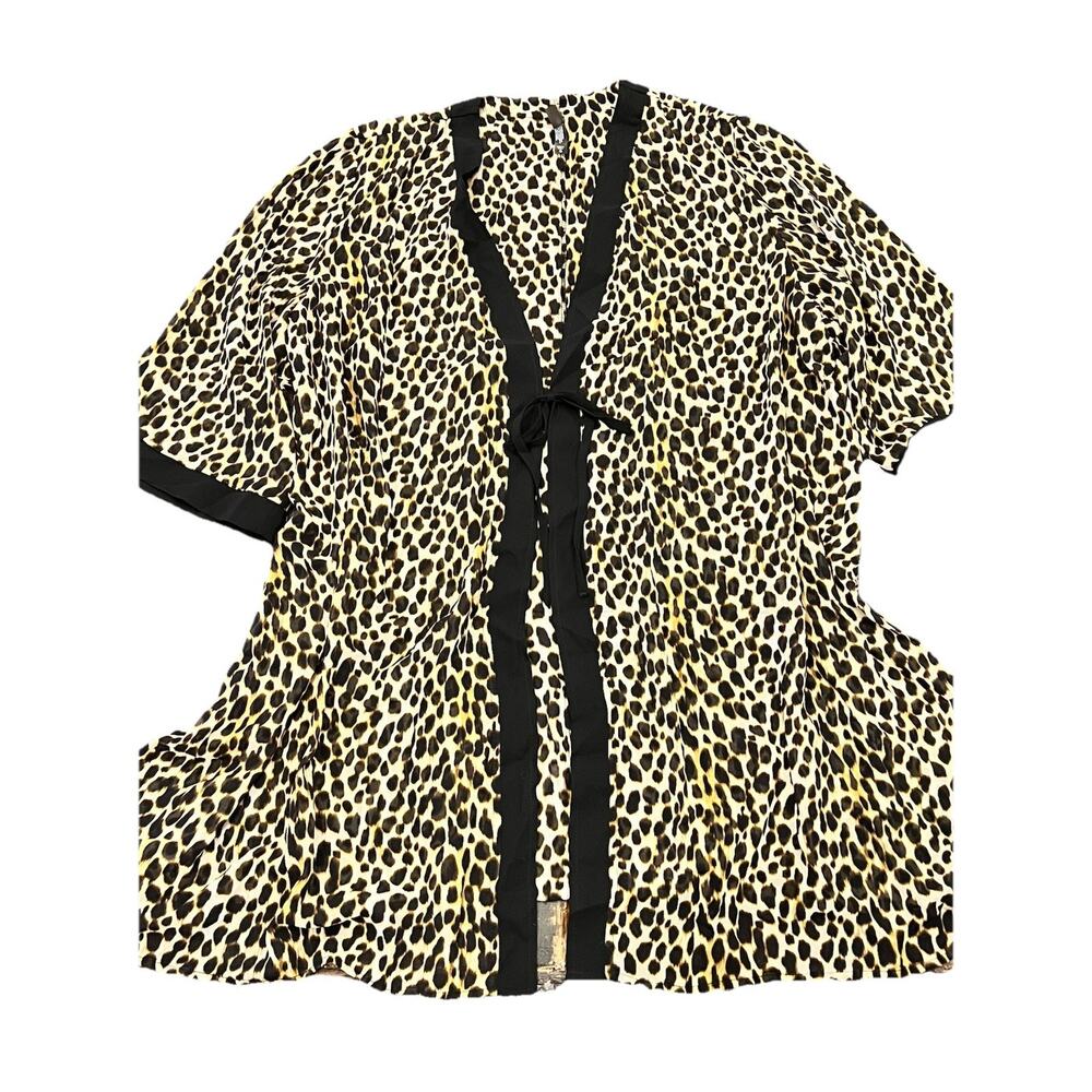 Torrid Leopard Print Sheer Chiffon Kimono Cover Up 0X Summer Beach Pool